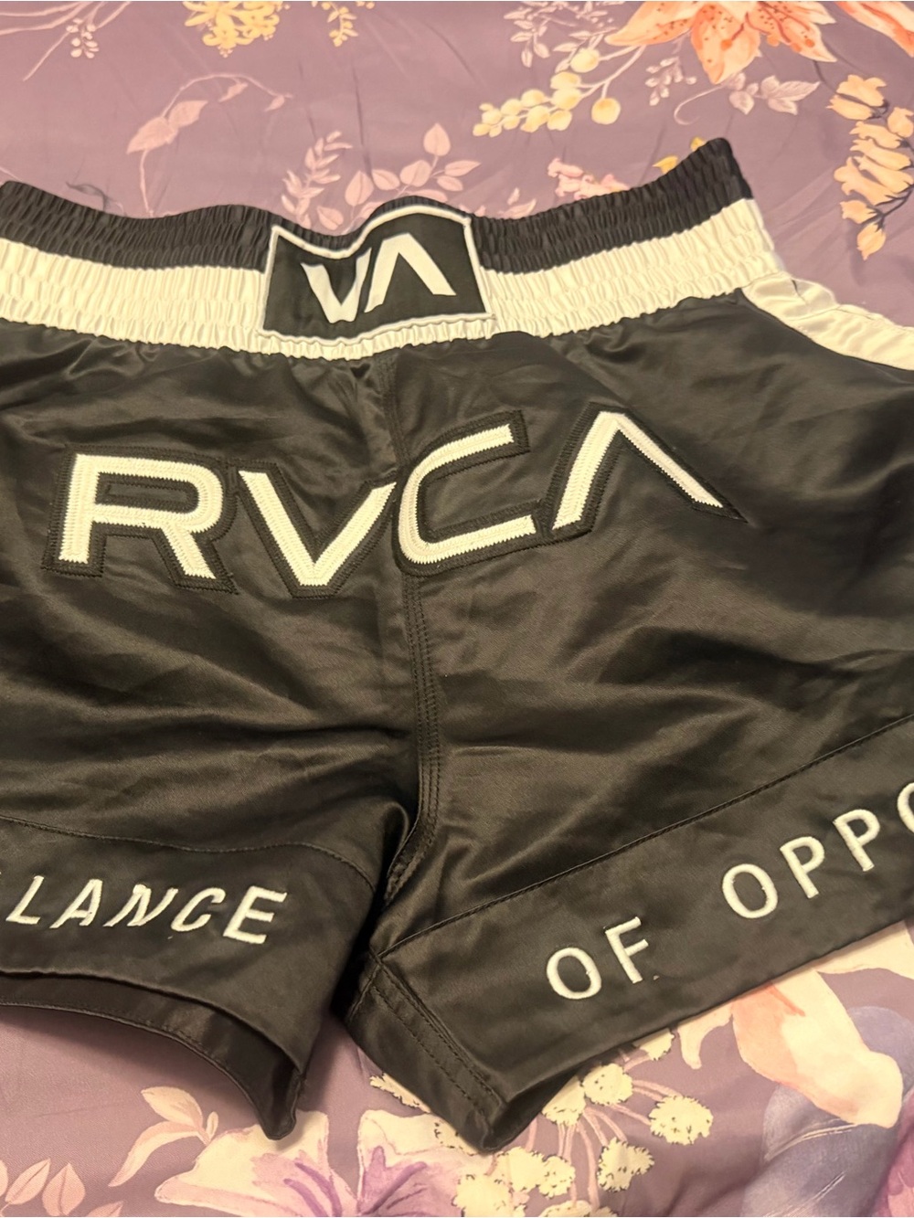 RVCA Black Athletic Shorts with White Logo Tab